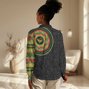 African Sankofa Bird Women Casual Shirt Adinkra Symbols - Chest Arm Tattoo