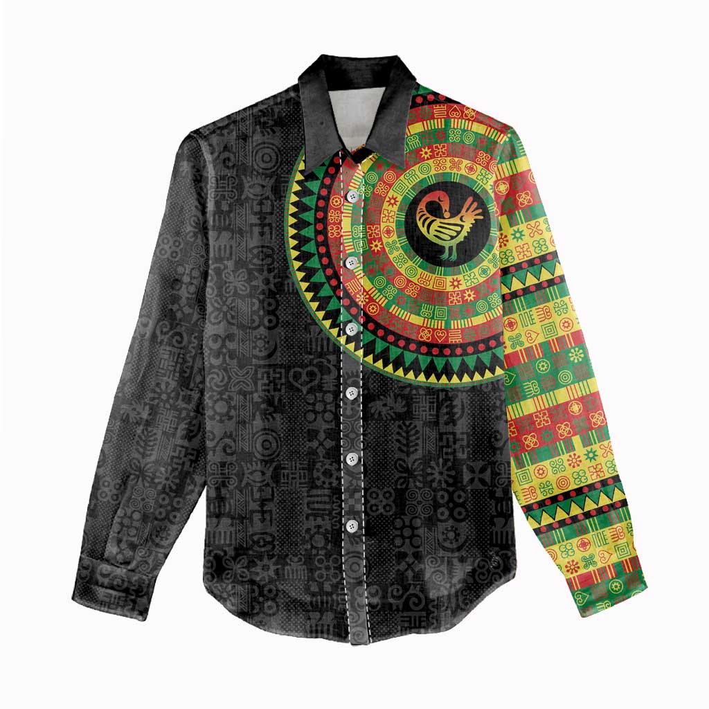 African Sankofa Bird Women Casual Shirt Adinkra Symbols - Chest Arm Tattoo