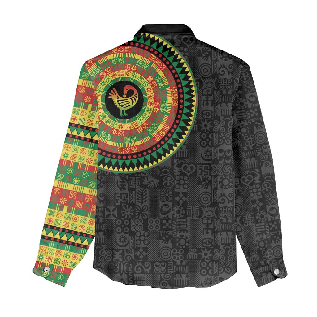 African Sankofa Bird Women Casual Shirt Adinkra Symbols - Chest Arm Tattoo