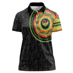 African Sankofa Bird Women Polo Shirt Adinkra Symbols - Chest Arm Tattoo