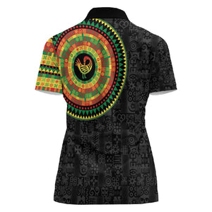 African Sankofa Bird Women Polo Shirt Adinkra Symbols - Chest Arm Tattoo