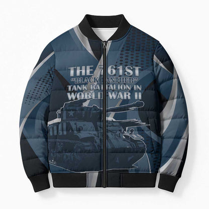 Personalized 761st Tank Battalion WWII Bomber Puffer Jacket Black Panthers Tribute
