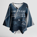 Personalized 761st Tank Battalion WWII Kimono Sleeve Blouse Black Panthers Tribute