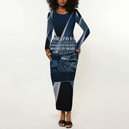 Personalized 761st Tank Battalion WWII Long Sleeve Bodycon Dress Black Panthers Tribute