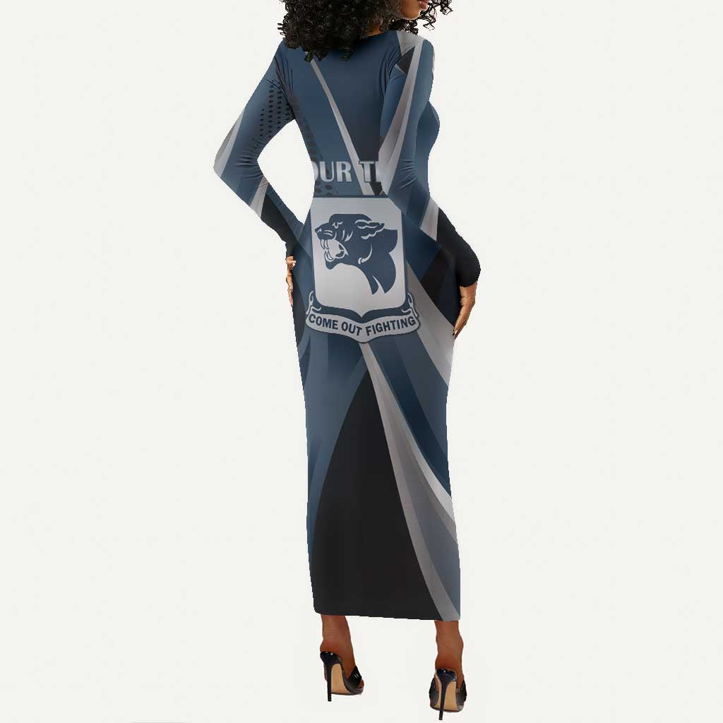 Personalized 761st Tank Battalion WWII Long Sleeve Bodycon Dress Black Panthers Tribute