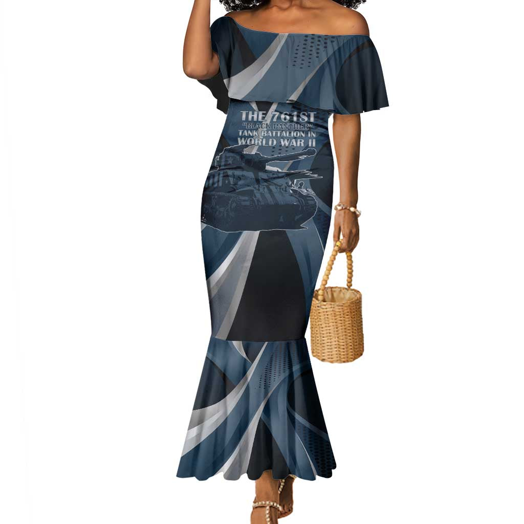 Personalized 761st Tank Battalion WWII Mermaid Dress Black Panthers Tribute