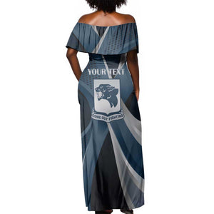 Personalized 761st Tank Battalion WWII Off Shoulder Maxi Dress Black Panthers Tribute