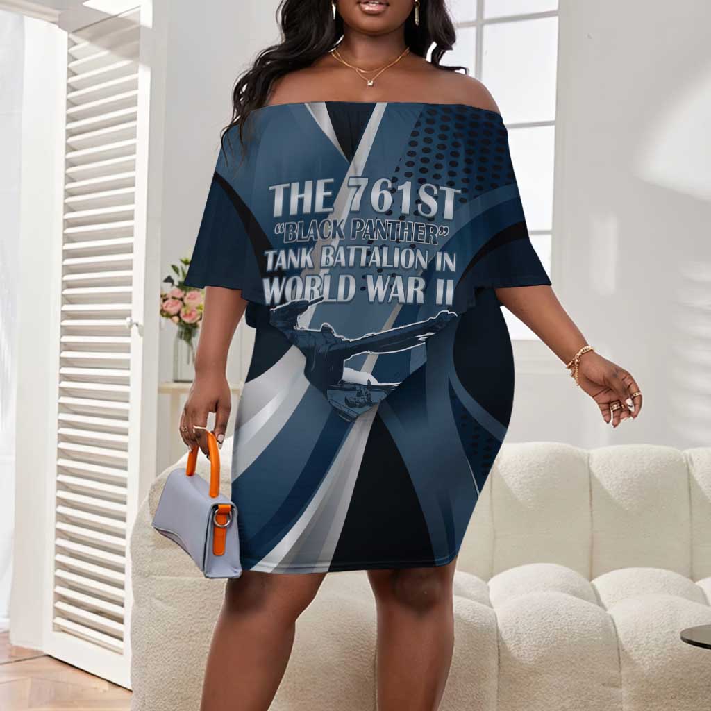 Personalized 761st Tank Battalion WWII Off Shoulder Short Dress Black Panthers Tribute