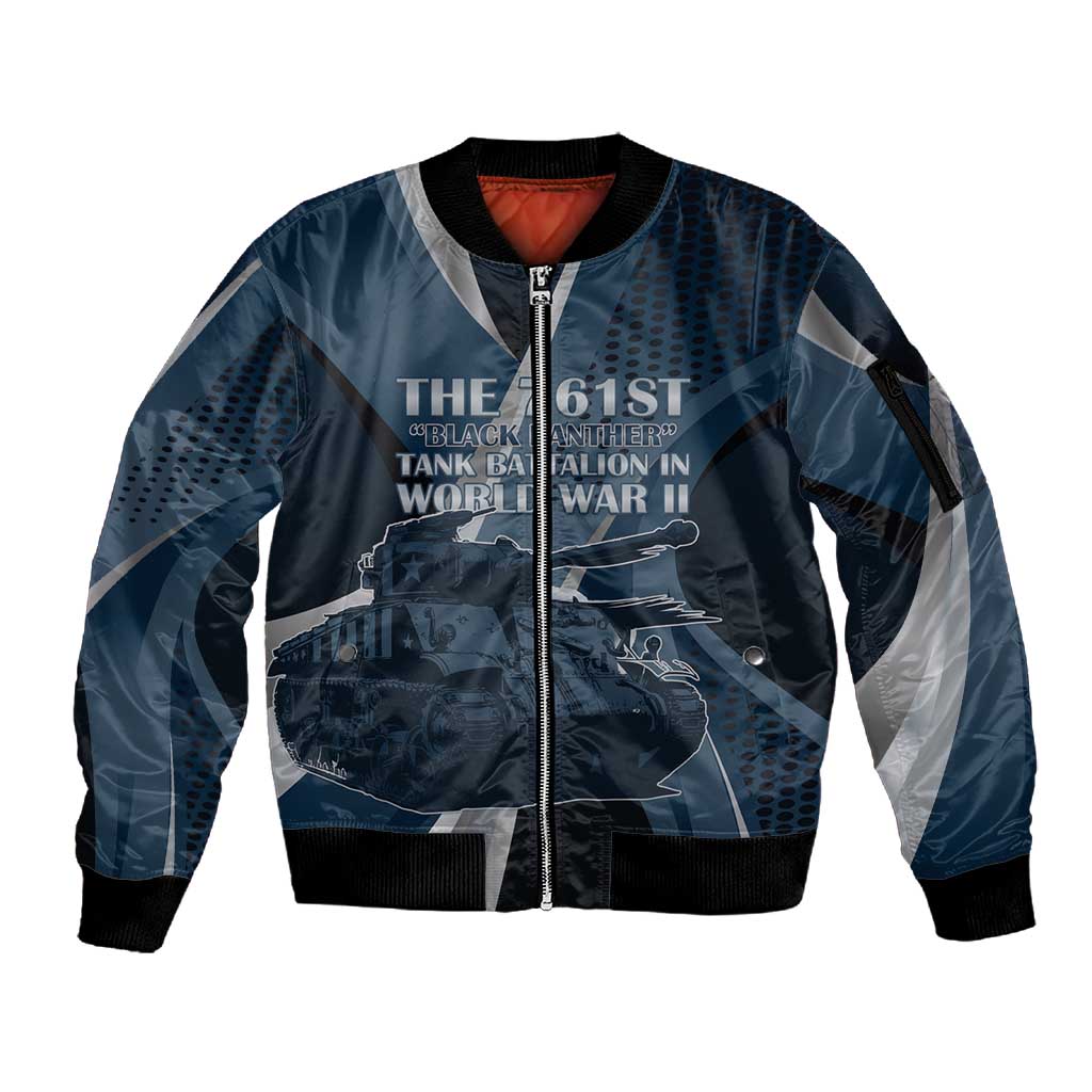 Personalized 761st Tank Battalion WWII Sleeve Zip Bomber Jacket Black Panthers Tribute