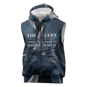 Personalized 761st Tank Battalion WWII Sleeveless Zip Hoodie Black Panthers Tribute