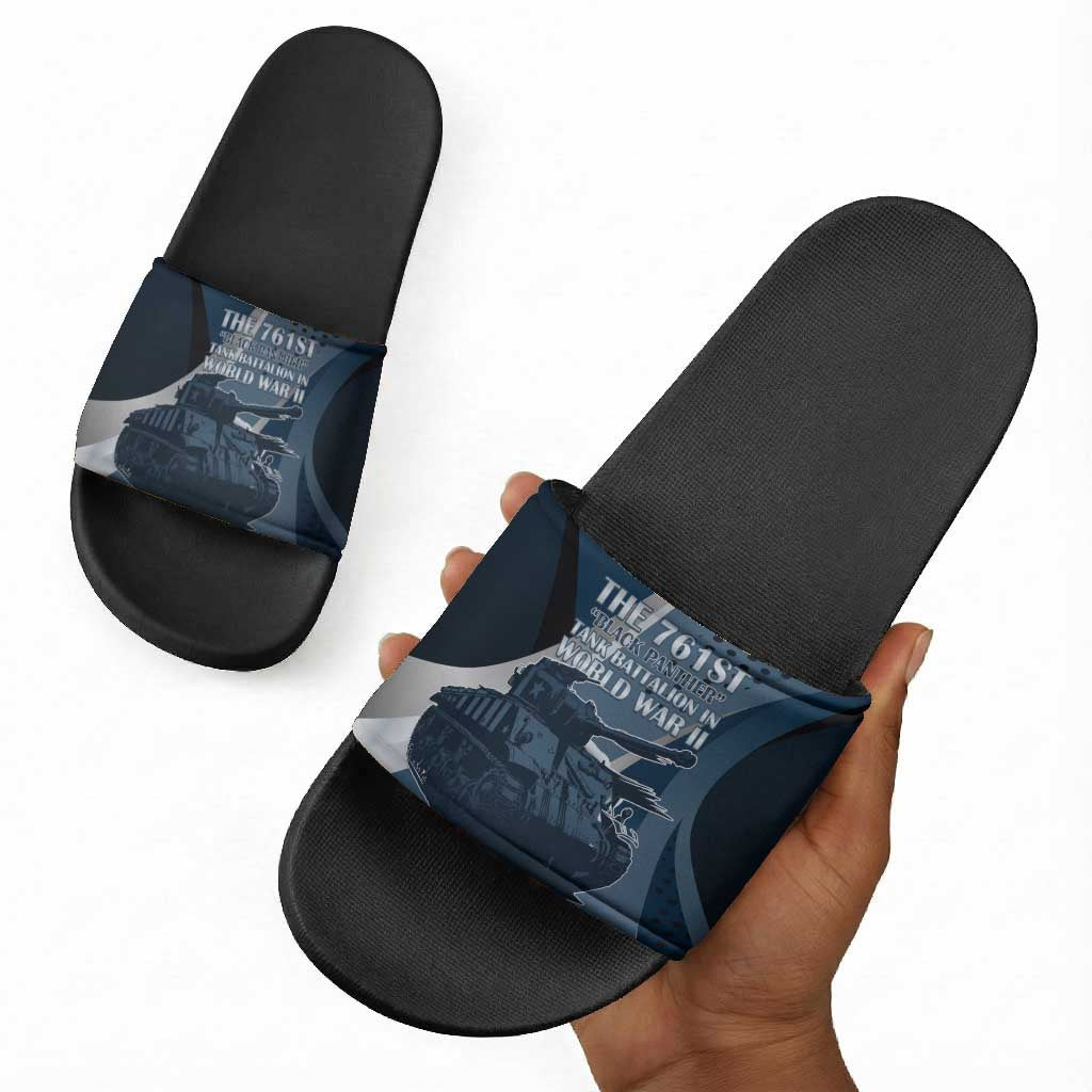761st Tank Battalion WWII Slide Sandals Black Panthers Tribute