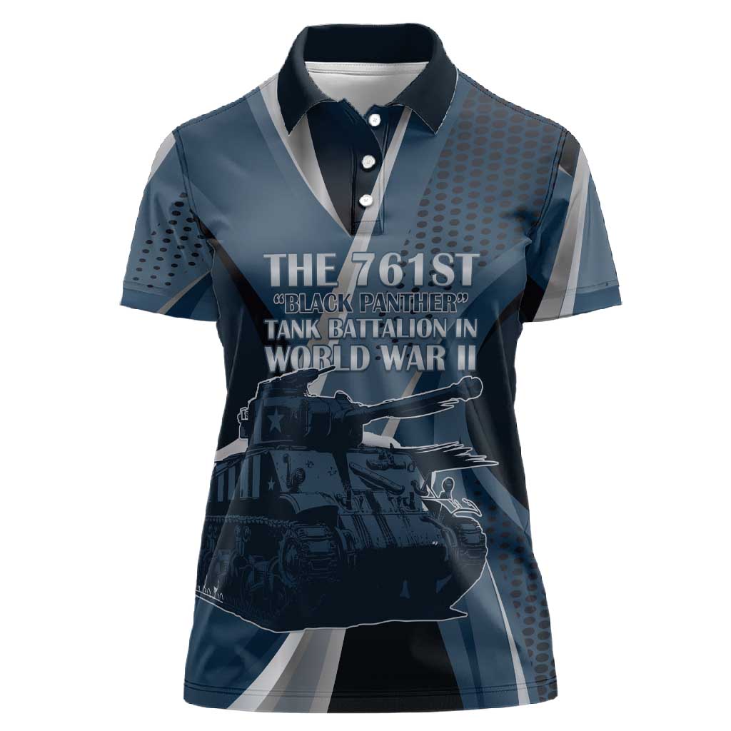 Personalized 761st Tank Battalion WWII Women Polo Shirt Black Panthers Tribute