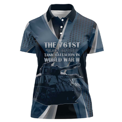 Personalized 761st Tank Battalion WWII Women Polo Shirt Black Panthers Tribute