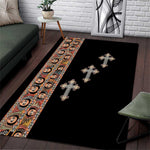 Ethiopia Angels Tilet With Cross Area Rug Black Color