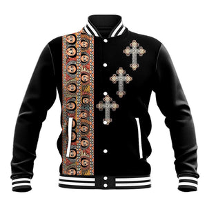 Ethiopia Angels Tilet With Cross Baseball Jacket Black Color