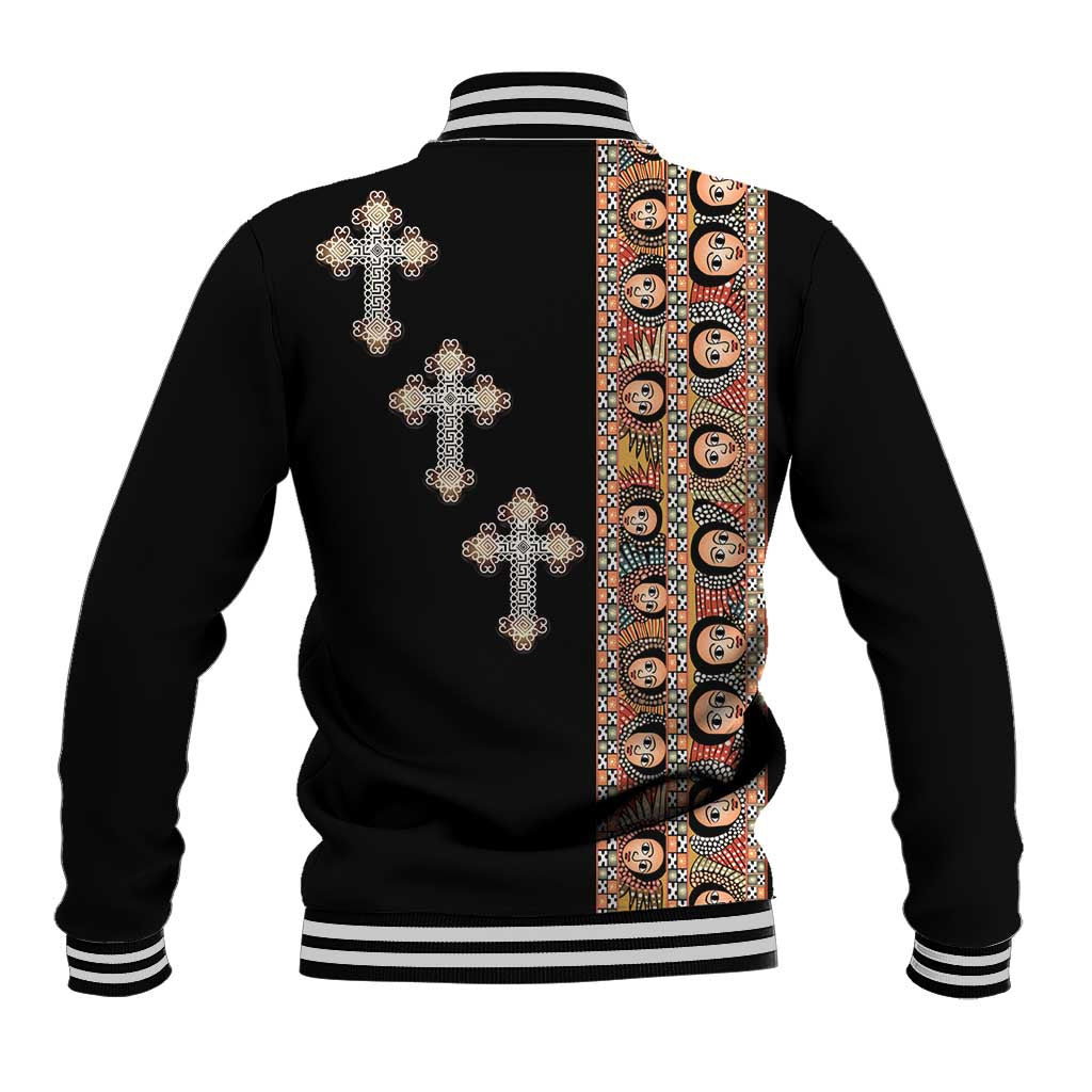 Ethiopia Angels Tilet With Cross Baseball Jacket Black Color