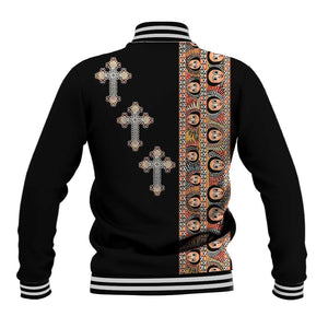 Ethiopia Angels Tilet With Cross Baseball Jacket Black Color