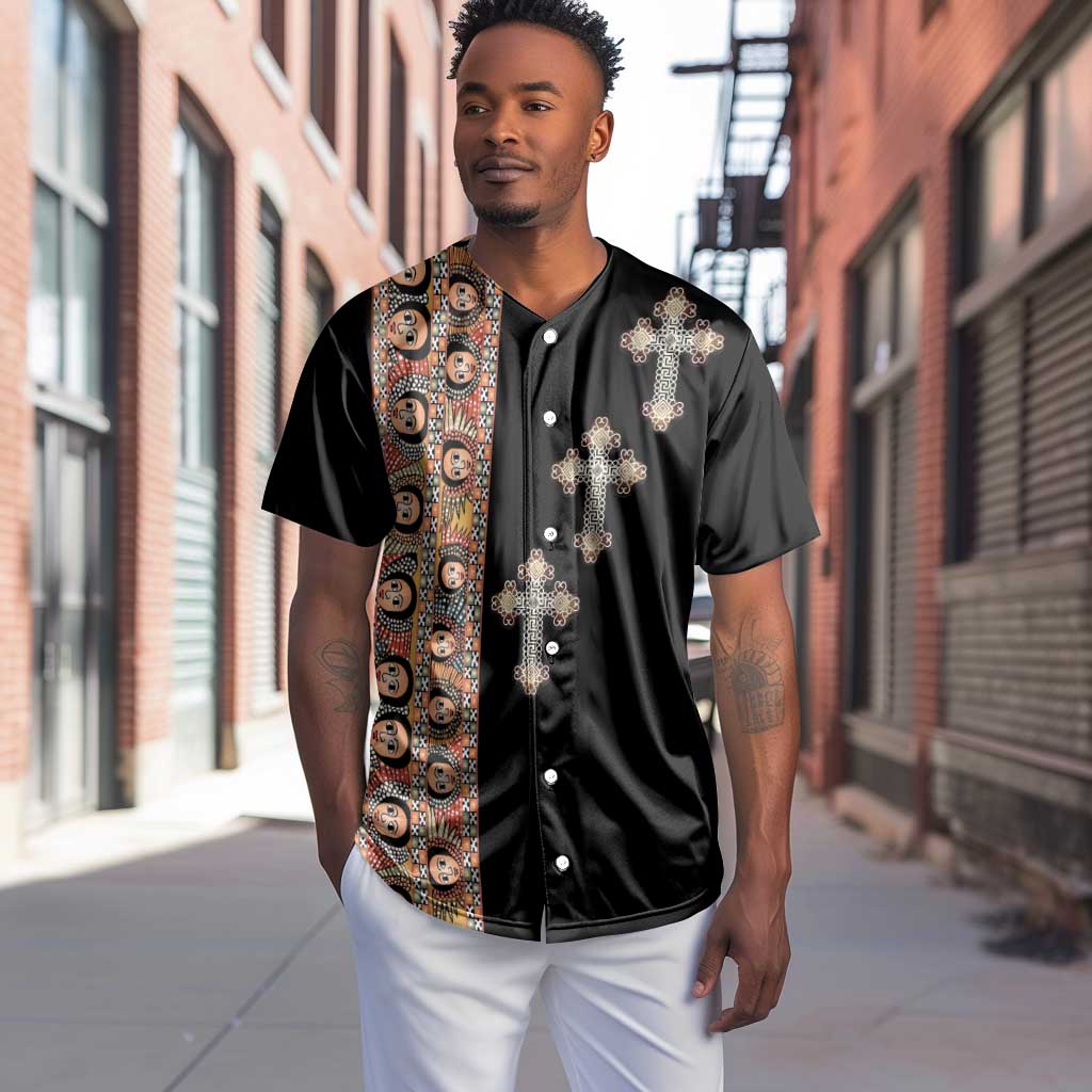 Ethiopia Angels Tilet With Cross Baseball Jersey Black Color