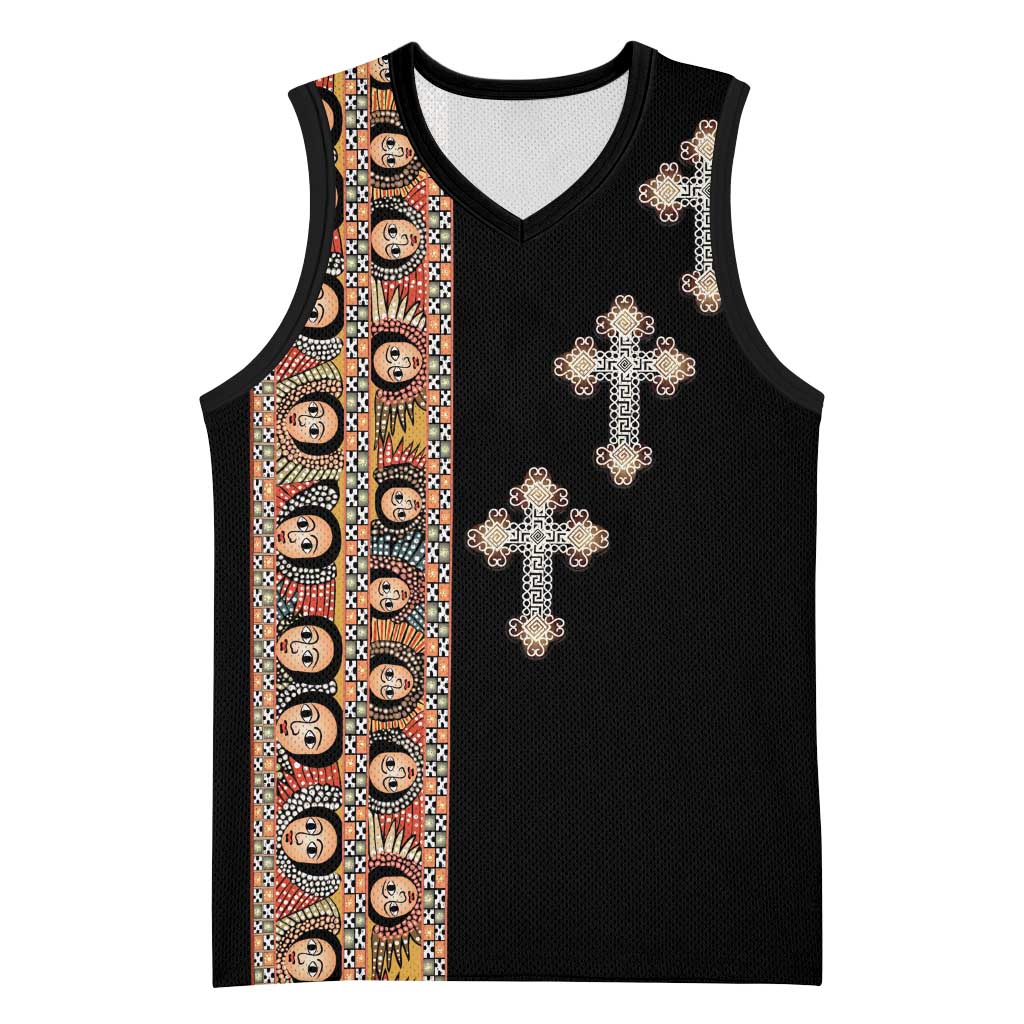 Ethiopia Angels Tilet With Cross Basketball Jersey Black Color - African Pride