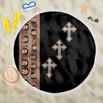 Ethiopia Angels Tilet With Cross Beach Blanket Black Color