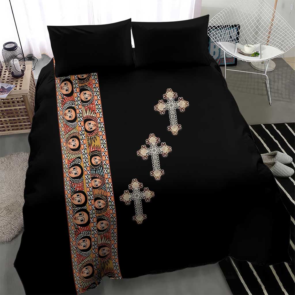 Ethiopia Angels Tilet With Cross Bedding Set Black Color