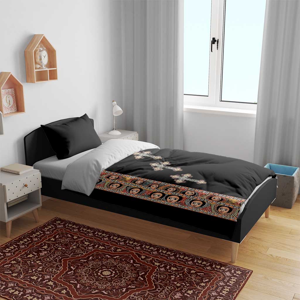 Ethiopia Angels Tilet With Cross Bedding Set Black Color
