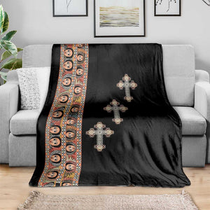 Ethiopia Angels Tilet With Cross Blanket Black Color