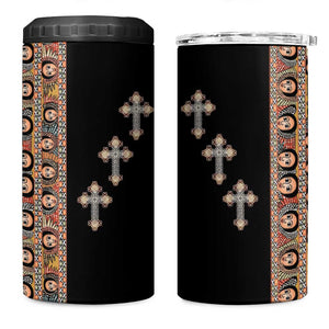 Ethiopia Angels Tilet With Cross 4 in 1 Can Cooler Tumbler Black Color