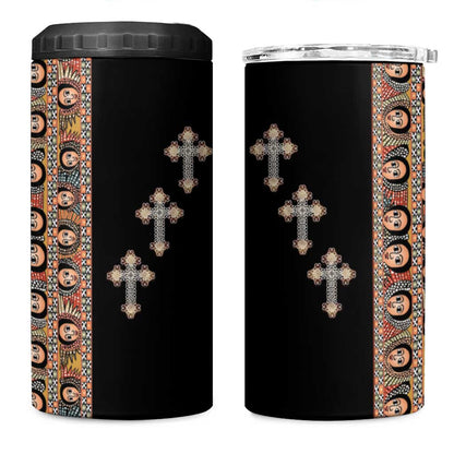 Ethiopia Angels Tilet With Cross 4 in 1 Can Cooler Tumbler Black Color