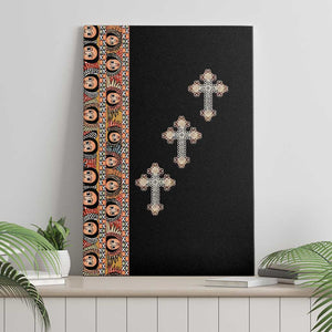 Ethiopia Angels Tilet With Cross Canvas Wall Art Black Color