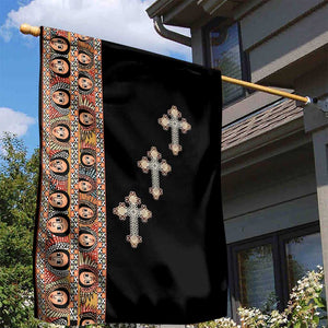 Ethiopia Angels Tilet With Cross Garden Flag Black Color