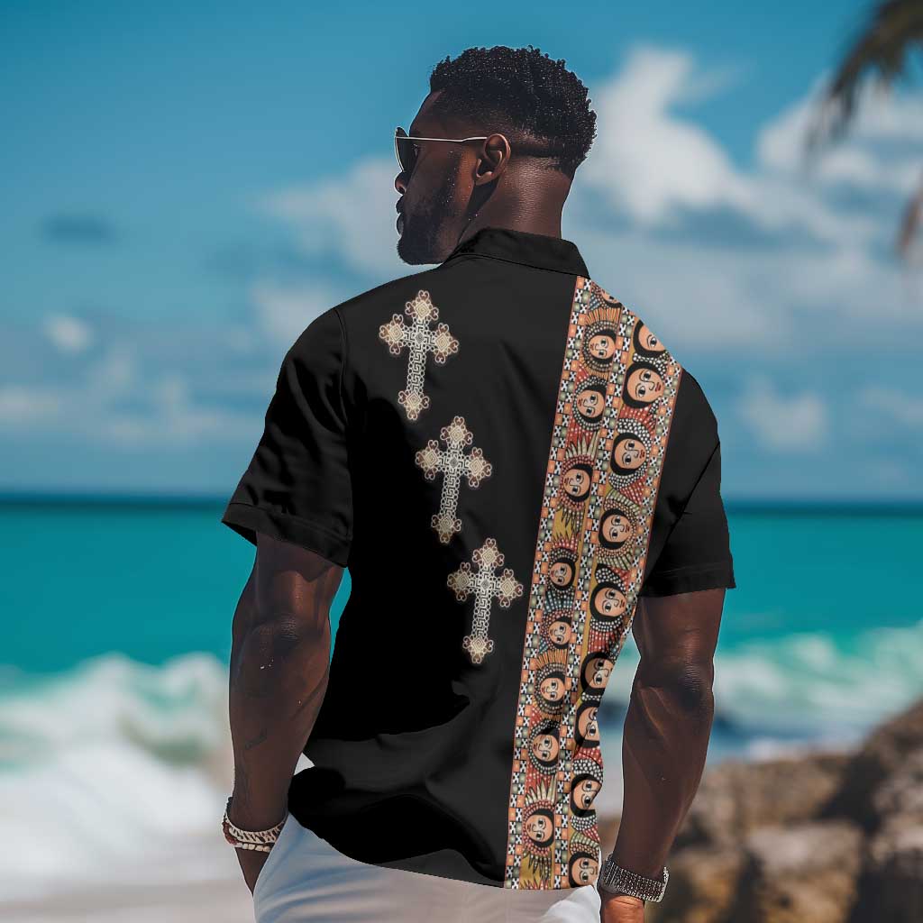 Ethiopia Angels Tilet With Cross Hawaiian Shirt Black Color