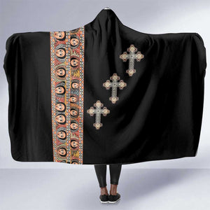 Ethiopia Angels Tilet With Cross Hooded Blanket Black Color