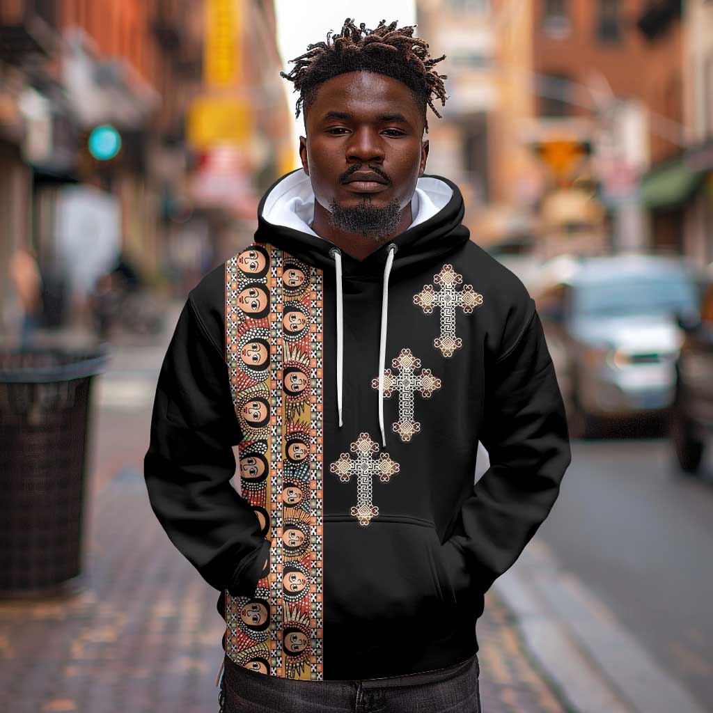 Ethiopia Angels Tilet With Cross Hoodie Black Color