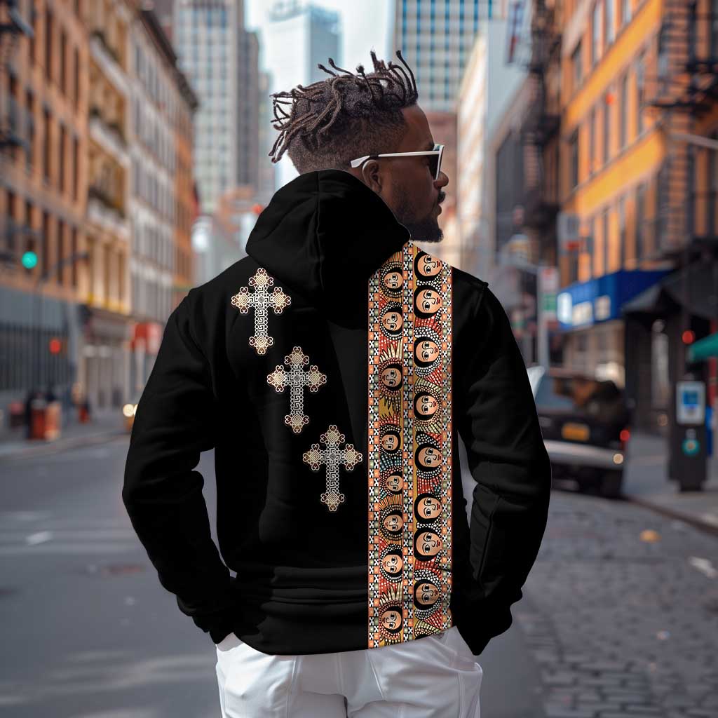 Ethiopia Angels Tilet With Cross Hoodie Black Color
