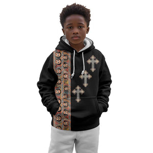 Ethiopia Angels Tilet With Cross Kid Hoodie Black Color