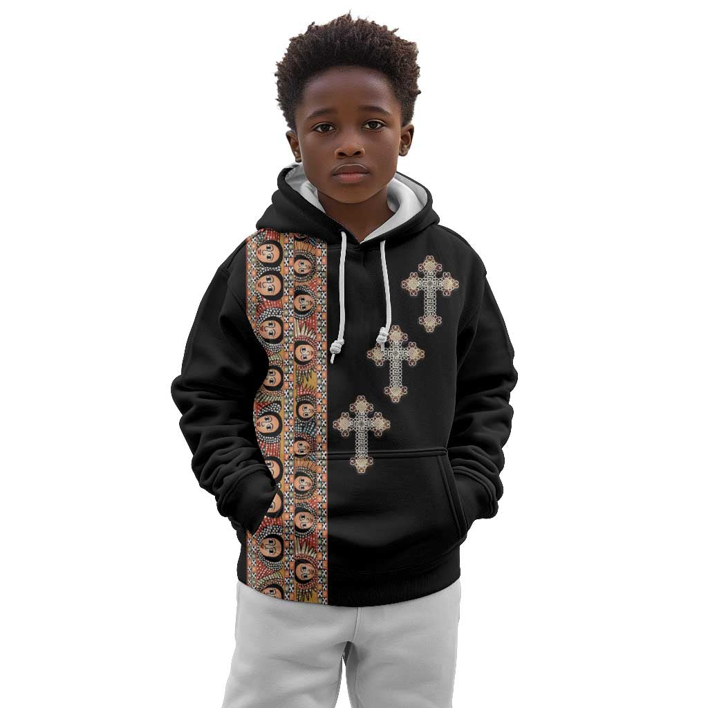 Ethiopia Angels Tilet With Cross Kid Hoodie Black Color