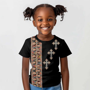 Ethiopia Angels Tilet With Cross Kid T shirt Black Color