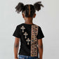 Ethiopia Angels Tilet With Cross Kid T shirt Black Color
