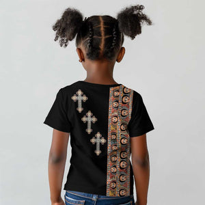 Ethiopia Angels Tilet With Cross Kid T shirt Black Color