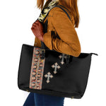 Ethiopia Angels Tilet With Cross Leather Tote Bag Black Color