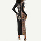 Ethiopia Angels Tilet With Cross Long Sleeve Bodycon Dress Black Color LT15
