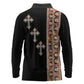 Ethiopia Angels Tilet With Cross Long Sleeve Polo Shirt Black Color