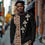 Ethiopia Angels Tilet With Cross Long Sleeve Shirt Black Color