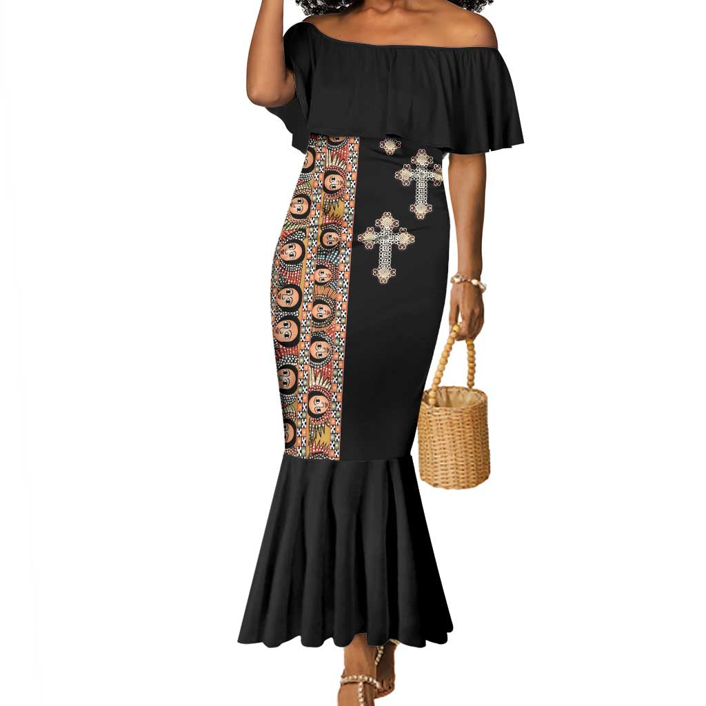 Ethiopia Angels Tilet With Cross Mermaid Dress Black Color