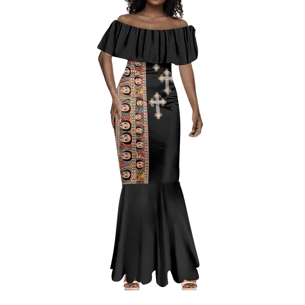 Ethiopia Angels Tilet With Cross Mermaid Dress Black Color