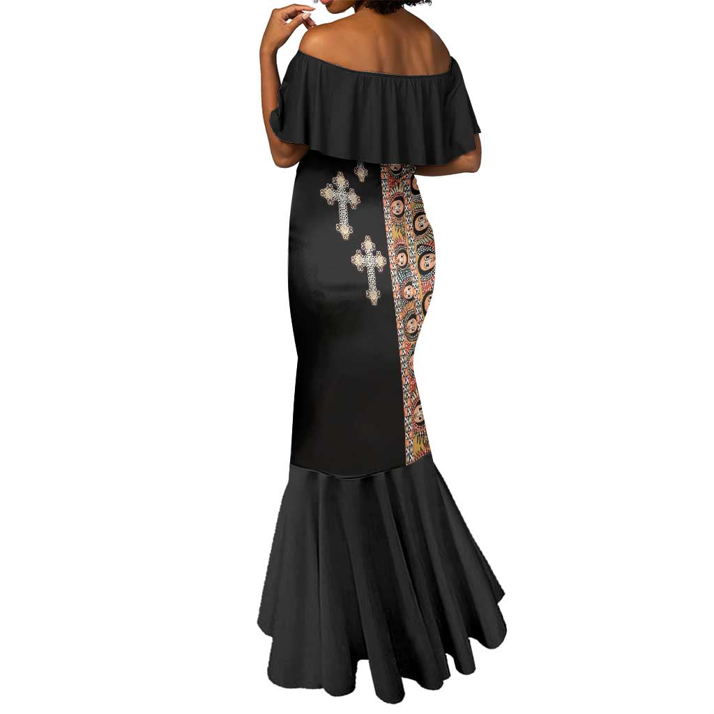 Ethiopia Angels Tilet With Cross Mermaid Dress Black Color