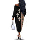 Ethiopia Angels Tilet With Cross Off The Shoulder Long Sleeve Dress Black Color