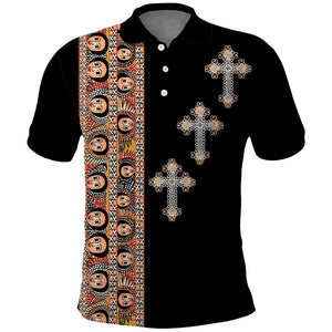 Ethiopia Angels Tilet With Cross Polo Shirt Black Color