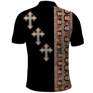 Ethiopia Angels Tilet With Cross Polo Shirt Black Color